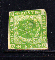 Denmark Unused Scott #5 8s Royal Emblems - Unused Stamps