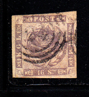 Denmark Used Scott #6 16s Royal Emblems  Cancel: 3-ring '24' - Oblitérés