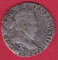 France Henri III - Demi Franc Argent - 1587 X - Amiens - 1574-1589 Henri III