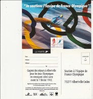 CARTE DE SOUTIEN JEUX OLYMPIQUES -ALTBERVILLE -1992 - Juegos Olímpicos
