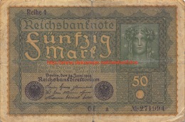 1919 Fünfzig Reichsbanknote 50 - 50 Mark