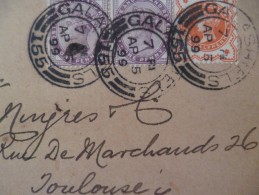 Lettre Angleterre Grande Bretagne  05/04/1899 Avec 3 TP Anciens Gallashiiels Pour Toulouse - Covers & Documents