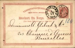 NORVÈGE - Entier Postal Pour La Belgique En 1883 /84 - A Voir - L  3173 - Interi Postali