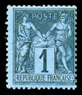 * N°84, 1c Noir Sur Bleu De Prusse, Très Belle Nuance, Exceptionnelle Fraîcheur, SUPERBE. R.R.... - 1876-1898 Sage (Type II)