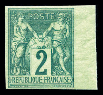 ** N°62a, 2c Vert Type I Non Dentelé, Bord De Feuille, Fraîcheur Postale, SUP (signé... - 1876-1878 Sage (Type I)