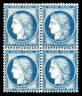 ** N°60Cb, 25c Bleu Foncé Type III, Bloc De 4 Bdf (2ex*), TTB (certificat)   Qualité: ** - 1871-1875 Cérès