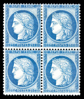 ** N°60Ca, 25c Bleu Clair Type III, Bloc De 4 Bdf (2ex*), TTB (signé Brun/certificat)   Qualité:... - 1871-1875 Cérès