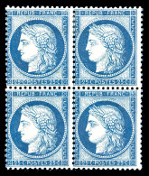 ** N°60C, 25c Bleu Type III, Bloc De 4 Bdf (2ex*), Frais, TTB (certificat)   Qualité: ** - 1871-1875 Cérès