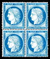 ** N°60, 25c Bleu En Bloc De Quatre (2ex*), Fraîcheur Postale (signé Calves/certificat)  ... - 1871-1875 Cérès