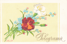 #BV3558 TELEGRAM, FLOWERS, LTL X 57, 1969, ROMANIA. - Telegraaf