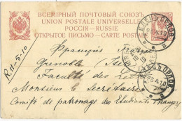 RUSSIE - 1910 - CARTE ENTIER  De ELETZ ()  Pour GRENOBLE - Lettres & Documents