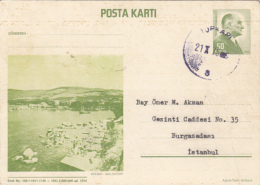 50226- ERDEK VIEW, BOATS, KEMAL ATATURK, POSTCARD STATIONERY, 1975, TURKEY - Ganzsachen