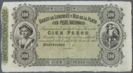 Uruguay: Banco De Londres Y Rio De La Plata 100 Pesos 1862 Unsigned Remainder, P.S245r In Excellent Condition For... - Uruguay