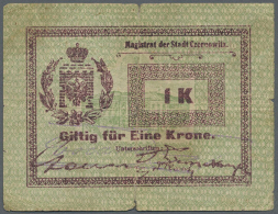 Ukraine: Magistrat Der Stadt Czernovitz, 1 Krone ND(1914) K.14.1.3, Used With Very Strong Center And Horizongal... - Oekraïne