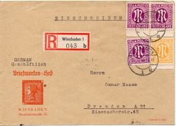 Allemagne Bizone Lettre Recommandée Wiesbaden 1945 - Marcophilie