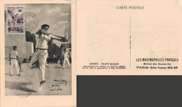 REUNION CFA Poste 327 FDC Carte Postale 1er Jour Cachet Grand Bois 1957 Pelote Basque Chistera °°° Rare - Covers & Documents