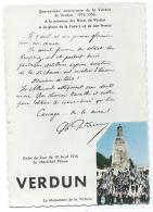 CPSM VERDUN, QUARANTIEME ANNIVERSAIRE DE LA VICTOIRE, A LA MEMOIRE DES HEROS DE VERDUN, MEUSE 55 - Verdun