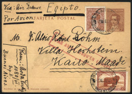 Uprated Postal Card (total Postage 40c.) Sent From Buenos Aires To EGIPT On 7/JA/1939 By Airmail, Interesting Rose... - Sonstige & Ohne Zuordnung