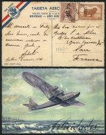 New Year Greeting PC Of Air France, Sent From Buenos Aires To France On 20/DE/1936, Franked With 35c., Rare! - Sonstige & Ohne Zuordnung