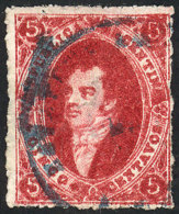 GJ.26, 5th Printing, Lovely BRIGHT CARMINE Color, With Rare Railway PO Cancel, Superb! - Used Stamps