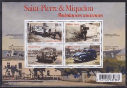 Saint Pierre Et Miquelon F1166 Bloc 4 Timbres Neufs Ambulances Anciennes: Hippotractée, à Patins, Dodge Et Chevrolet - Blocks & Sheetlets