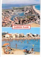 Carnon-Plage (Mauguio-Hérault)-Double Vues-Vue Aérienne Du Port-La Plage-écrite En 1991 - Mauguio