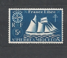 ST. PIERRE & MIQUELON  1942 Fishing Schooner    YVERT 296   MNH - Unused Stamps