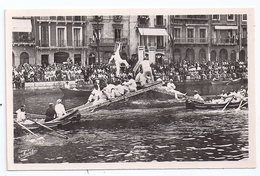 CPSM Photo Sète 34 Hérault Joutes Nautiques Sétoises Un Beau Tombé éditeur Narbo N°9 écrite Timbrée 1954 - Aviron