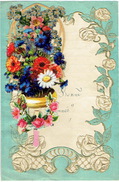 Superbe Lettre De Voeux Gaufrée à Système, Découpi à Tirette, Fleurs  LIEGE 1943 - Flowers