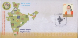 India  2015  Map  Digital India  LUCKNOW  Special Cover  #  74520  Inde Indien - Covers & Documents