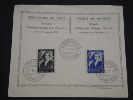BELGIQUE - Oblitération 1 Er Jour De La Fondation Musicale Par La Reine Elisabeth En 1937 Sur Document - A Voir - L 4323 - ....-1951