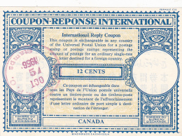 #BV3752   COUPON RESPONSE INTERNATIONAL,  INTERNATIONAL REPLY COUPONS, 12 CENTS, 1957, CANADA. - Antwoordcoupons