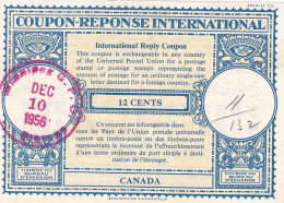 #BV3752   COUPON RESPONSE INTERNATIONAL,  INTERNATIONAL REPLY COUPONS, 12 CENTS, 1957, CANADA. - Cupones Respuesta