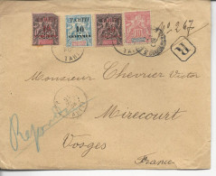 LR De Papeete Tahiti >> Mirecourt N°19x2 (1ex Touché), 15, 21 - Storia Postale