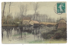 CPA Colorisée Et Tramée Villemeux Eure Et Loir Lavoirs Lavandières écrite Timbrée 1911 - Villemeux-sur-Eure