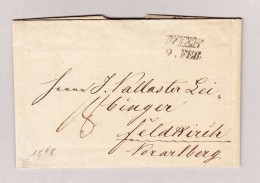 Österreich WIEN 9 FEB 2-Zeil-Stempel Vorphilabrief 1848 Nach Feldkirch - ...-1850 Vorphilatelie