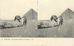 Ref G523- Egypte -egypt - Vue Stereoscopique -stereo -pyramide De Cheops Et Le Sphinx  - Carte Bon Etat   - - Pyramiden