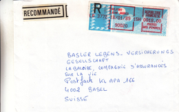 France - Lettre Recommandée De 1989 - Oblitération Belfort Jean Jaures -  Avec Vignette D'affranchissement - 1990 « Oiseaux De Jubert »