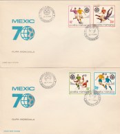 #T261  WORLD SOCCER CUP, CHAMPIONSHIP, MEXICO "70, FDC X 2 , 1970, ROMANIA. - FDC