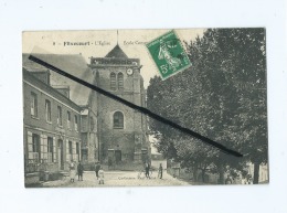 CPA   -  Flixecourt -  L'église - Ecole Communale - Flixecourt