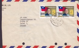 Taiwan Air Mail Par Avion TAIPEI 1972 Cover Brief Sweden (2 Scans) - Brieven En Documenten