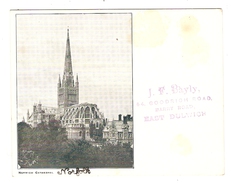 GB POST CARD - NORWICH CATHEDRAL J.F. BAYLY BARRY ROAD EAST DULWICH -  - 2 Scans - - Norwich