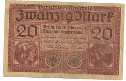 Allemagne. Reichsbanknote 20 Mark. Février 1918 - 20 Mark