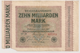 Allemagne. Reichsbanknote 10 Milliards Mark. Octobre 1923 . Petit Manque - 10 Milliarden Mark