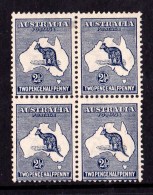 Australia 1913 Kangaroo 21/2d Indigo 1st Watermark Block Of 4 MH - See Notes - Neufs