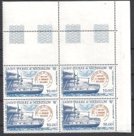 1987  Saint Pierre  Et Miquelon N° PA 65  ( Bloc De 4 Coin De Feuille  )   Nf** . MNH .  Hydravion . Latécoére 522 - Neufs