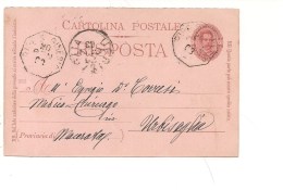 1447) Intero Postale Umberto RIPE SAN GINESIO Collettoria Ottagonale 1903 - Postwaardestukken