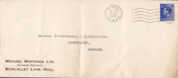 Great Britain MICHAEL WHITAKER Exchange Buildings HULL Yorks 1936 Cover Brief Denmark EDVIII. Stamp - Lettres & Documents