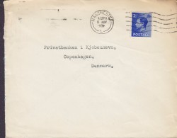 Great Britain MIDLAND BANK Ltd. Foreign Branch MANCHESTER 1936 Cover Brief Denmark 2½d. EDVIII. Stamp (2 Scans) - Covers & Documents