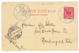 MOROCCO -MARITIME : 1899 GERMANY 10pf Canc. SCHIFFSPOST N°19 On Card From TANGER To HAMBURG. Vf. - Autres & Non Classés